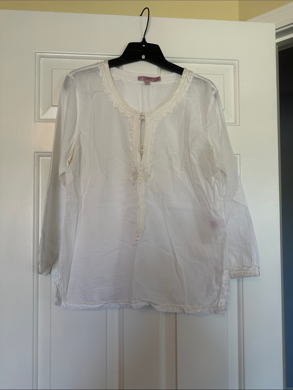 Calypso St. Barth White Blouse with Pink Label